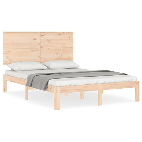 Maison Chic Cadre/structure de lit avec tête de lit pour adulte - Lit Moderne Chambre petit double bois massif -MN34481