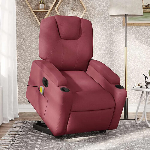 vidaXL Fauteuil inclinable de massage électrique Rouge bordeaux Tissu