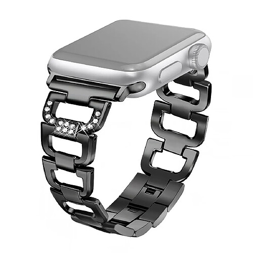 Wewoo Bracelet en acier inoxydable serti de diamants pour Apple Watch séries 5 et 4 40 mm / 3 et 2 et 1 38 mm noir