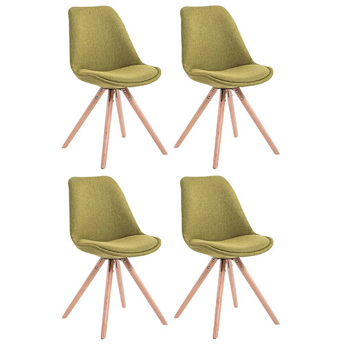 Decoshop26 4 chaises de salle à manger style scandinave en tissu vert pieds rond en bois clair CDS10350