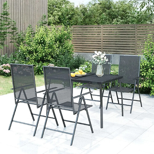 Salle à manger de jardin 5 pcs,Table et chaise à dîner anthracite acier -MN71393