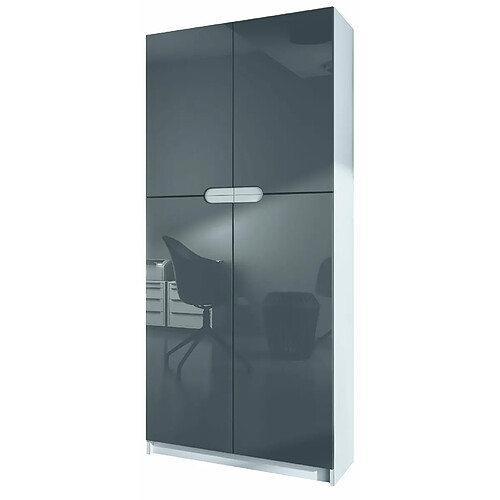 Mpc Armoire De Bureau Blanc Mat Et Gris Laqué (lxhxp) : 82 x 185 x 37