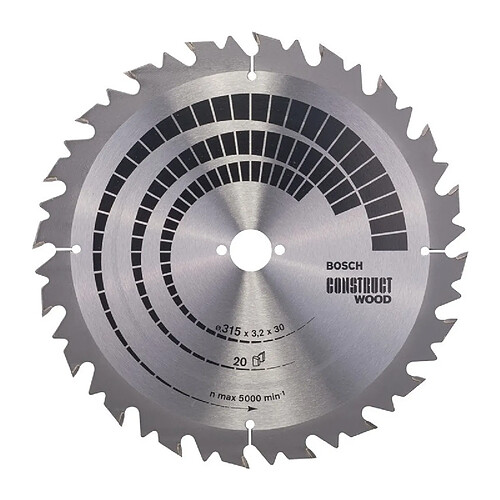 Lame pour scie circulaire D. ext. 315 mm nombre de dents 20 WZ perçage 30 mm l. de coupe 3,2 mm carbure BOSCH