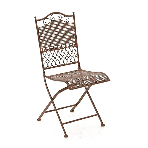 Decoshop26 Chaise de jardin en fer forgé marron vieilli MDJ10022