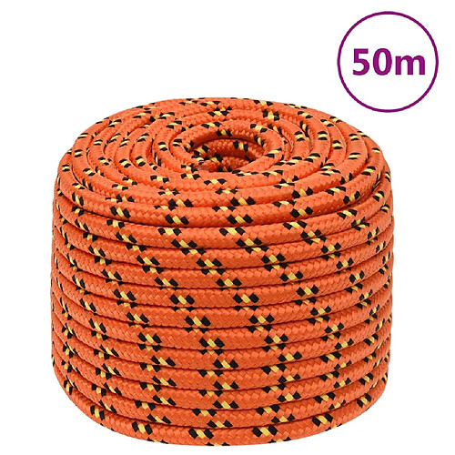 vidaXL Corde de bateau Orange 14 mm 50 m Polypropylène