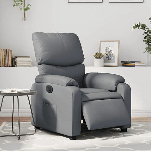 vidaXL Fauteuil inclinable électrique Gris Similicuir