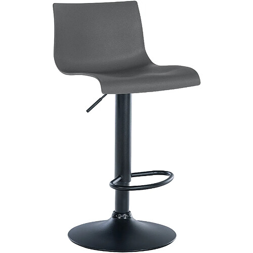 Decoshop26 Tabouret de bar x1 design simple avec repose-pieds en plastique gris pieds en métal noir 10_0004550