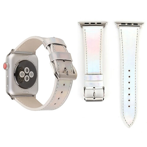 Wewoo Bande de montre-bracelet en cuir véritable de la série Fashion Laser pour Apple Watch 3 & 2 & 1 42mm blanc