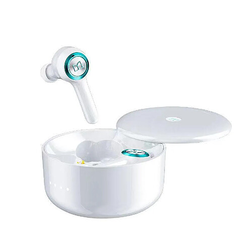 Chrono Écouteurs sans fil avec double microphone antibruit pour un appel clair Écouteurs stéréo sans fil véritables Charge rapide et sans fil Écouteurs Bluetooth(Blanc)