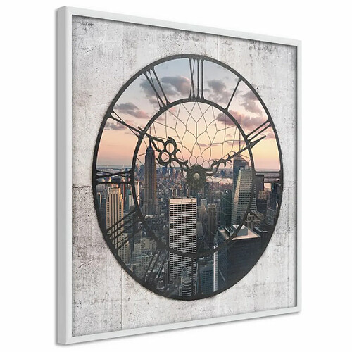 Paris Prix Affiche Murale Encadrée City Clock 30 x 30 cm Blanc