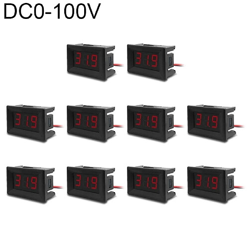 Wewoo Voltmètre 10 PCS 0.36 inch Tensiomètre numérique avec coque, écran couleur, Tension de mesure: DC 0-100V (rouge)