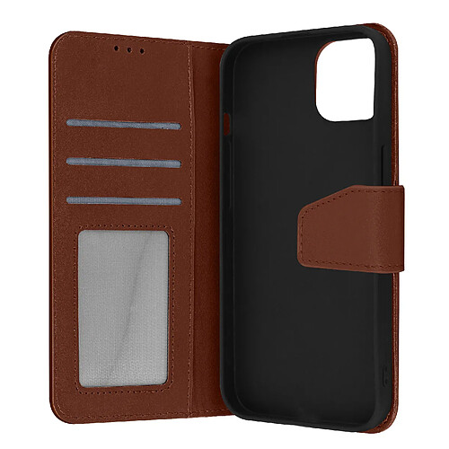 Avizar Housse Apple iPhone 13 Cuir premium Porte-carte Fonction support Vidéo marron