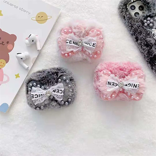 GUPBOO Airpods Coque Housse Étui Protecteur Compatible pour AirPods Pro-jolie fille en peluche avec un nœud en perles