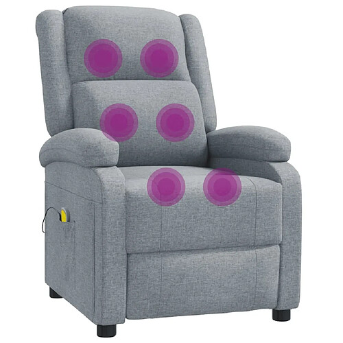 Maison Chic Fauteuil Relax pour salon, Fauteuil de massage Gris clair Tissu -GKD32724