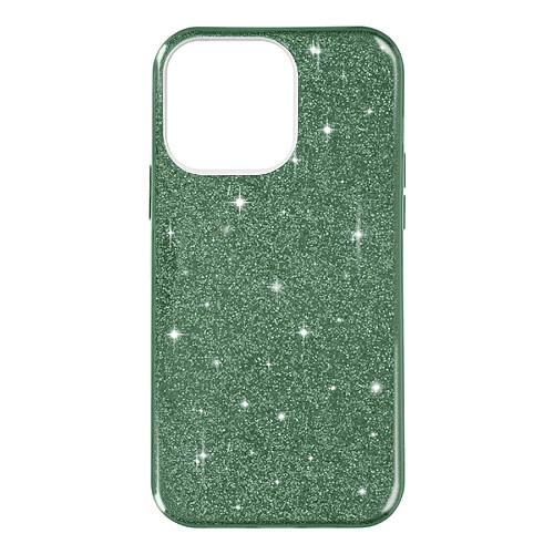 Avizar Coque iPhone 14 Pro Max Paillette Amovible Silicone Semi-rigide Vert