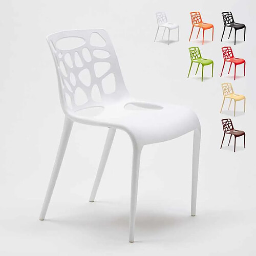 Ahd Amazing Home Design Chaise en polypropylène anti-uv design moderne Gelateria salle à manger et bar café Connubia, Couleur: Blanc