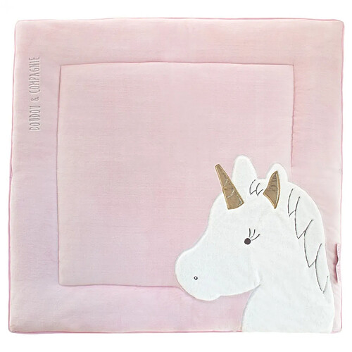 Tapis de parc 100x100 cm Tapidou Licorne Rose/Or - Doudou et compagnie