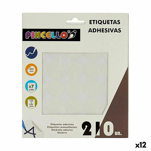 Pincello Étiquettes adhésives Blanc Ø 25 mm (12 Unités)