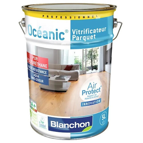 Blanchon Vitrificateur parquet Océanic Air Protect, finition satiné, bidon de 5 litres