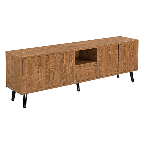 Helloshop26 Meuble TV 140 x 30 x 46 cm effet bois foncé 03_0007761