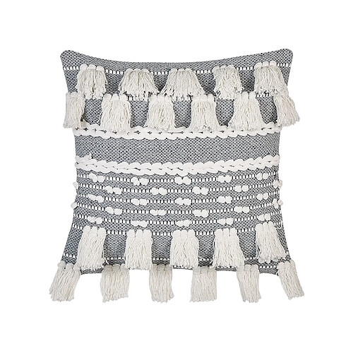 Beliani Coussin BRAHEA Coton 45 x 45 cm À rayure Gris