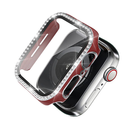 Coque en TPU Cristal de strass de galvanoplastie bicolore rouge/argent pour votre Apple Watch 4/5/6/SE 44mm