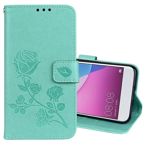 Wewoo Housse Étui vert et rose pour Huawei P9 Lite Mini Gaufré Horizontal Flip Environnementale PU en cuir avec Titulaire & Fentes cartes Portefeuille