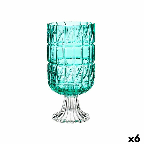 Gift Decor Vase Taillé Turquoise Verre 13 x 26,5 x 13 cm (6 Unités)