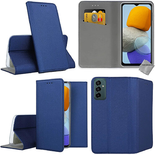 Htdmobiles Housse pour Samsung Galaxy M13 4G / M23 5G - etui coque pochette portefeuille + verre trempe - BLEU MAGNET