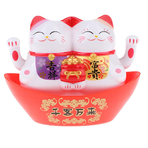 Modèle maneki Neko en plastique double secouant les mains figure ornement de voiture de chat chanceux