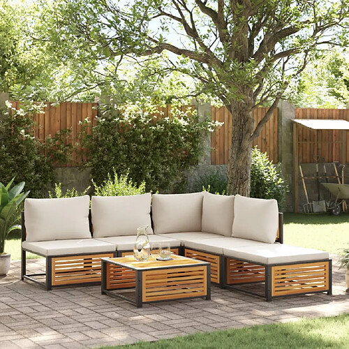 vidaXL Salon de jardin avec coussins 6 pcs bois d'acacia solide