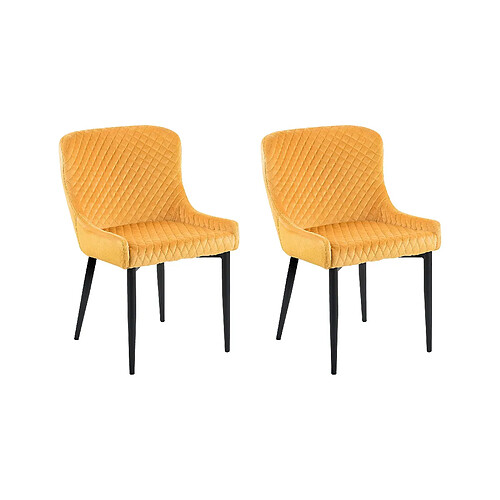 Beliani Chaise de salle à manger SOLANO Set de 2 Velours Jaune