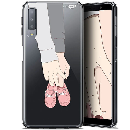 Caseink Coque arrière Samsung Galaxy A7 2018 (A750) (6 ) Gel HD [ Nouvelle Collection - Souple - Antichoc - Imprimé en France] A Deux Mon Bébé