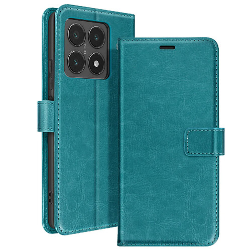 Mayaxess Étui pour Xiaomi 14T Portefeuille avec Dragonne Turquoise