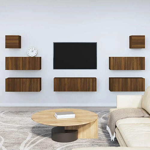 Maison Chic Ensemble de meubles TV 7 pcs pour salon - Chêne marron Bois d'ingénierie -MN55452