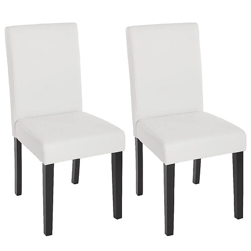 Decoshop26 Lot de 2 chaises de salle à manger synthétique blanc mat pieds foncés CDS04037