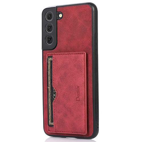 Coque en TPU + PU avec béquille et porte-carte rouge pour votre Samsung Galaxy S22 5G