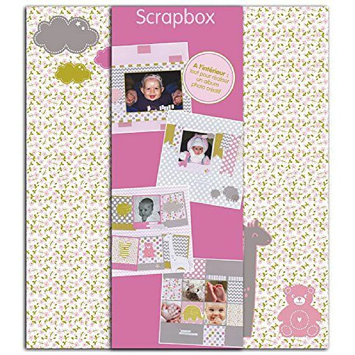 Toga KT72 Scrapbox Naissance Fille Kit de Scrapbooking Papier Rose 23 x 26 x 5,5 cm