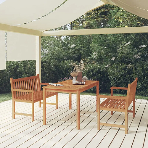 Salle à dîner de jardin 3 pcs,Table et chaise à manger Bois de teck massif -MN76570