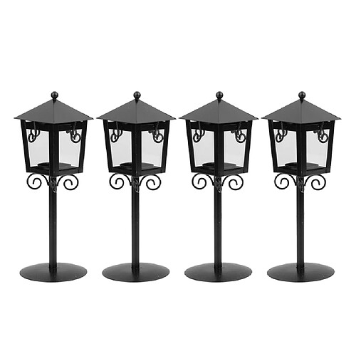 4 Pièces Bougeoir De Table En Métal Style Rétro Chandelier Noir Pièce Maîtresse