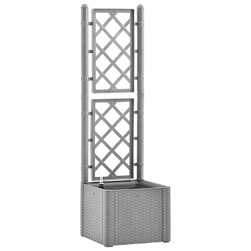 Maison Chic Jardinière,Lit surélevé de jardin - Bac à fleurs - pot de fleur et treillis et système d'arrosage Gris -GKD84048