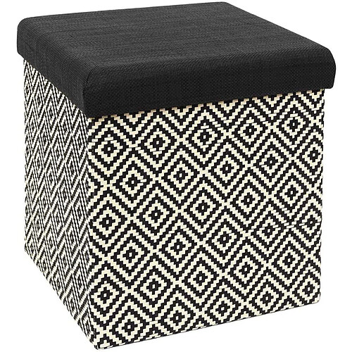 The Home Deco Factory Pouf coffre pliable tressage Mirage noir.