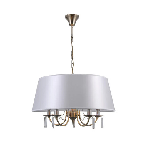 Luminaire Center Suspension Solana Verre,cristal,acier,tissu Antique Bronze