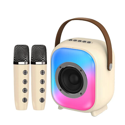 Yonis Enceinte Bluetooth Portable Karaoke Blanc Crème