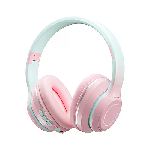 Écouteurs Bluetooth sans fil, couleur dégradée, casque de musique, lumière LED avec micro, écouteurs de joueur, jolis cadeaux de noël pour enfants, 2024