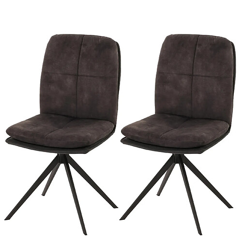 Decoshop26 Lot de 2 chaises de salle à manger pivote à 180° cadre trépied en métal assise en tissu gris foncé 04_0007405