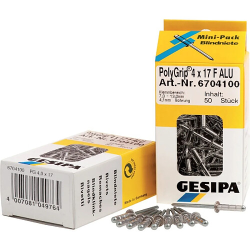 GESIPA Mini-Pack rivet PolyGrip Alu/ acier 4,8 x 10 K 16