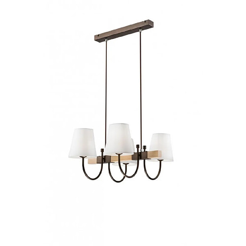 Lumière Suspension Julietta Bois,acier,tissu Marron 4 ampoules 88cm