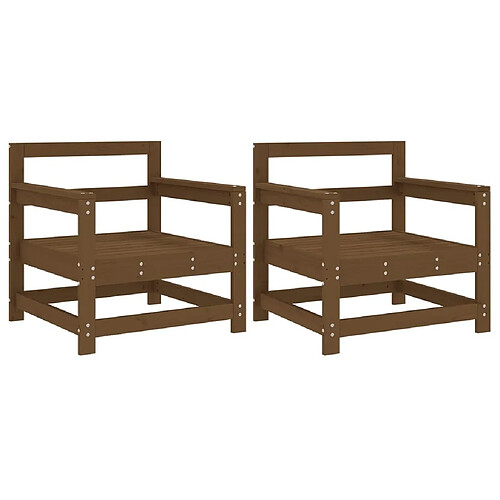 Maison Chic Lot de 2 Chaises de jardin,Fauteuil d'extérieur marron miel bois massif de pin -MN83880