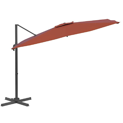 Helloshop26 Parasol meuble de jardin déporté avec mât en aluminium 400 x 300 cm orange 02_0008510